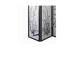 Slickblue Wood and Paper 4-Panel Room Divider for Stylish and Functional Space Separation