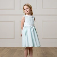 Hope & Henry Toddler Girls Heirloom Round Collar Sateen Party Dress with Embroidered Sash