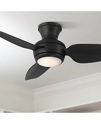 Casa Vieja 36" Whirl Modern Indoor Outdoor Ceiling Fan 3 Blade Led Light Remote Control Matte Black Finish Bedroom Patio Hugger