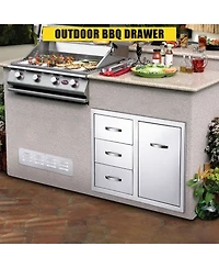 gaomon Outdoor Kitchen Drawer Combo 28''W x 20''H x 20''D, Bbq Access Door Drawers Combo with Stainless Steel, Outdoor Kitchen Trash Drawer for Bbq Gr
