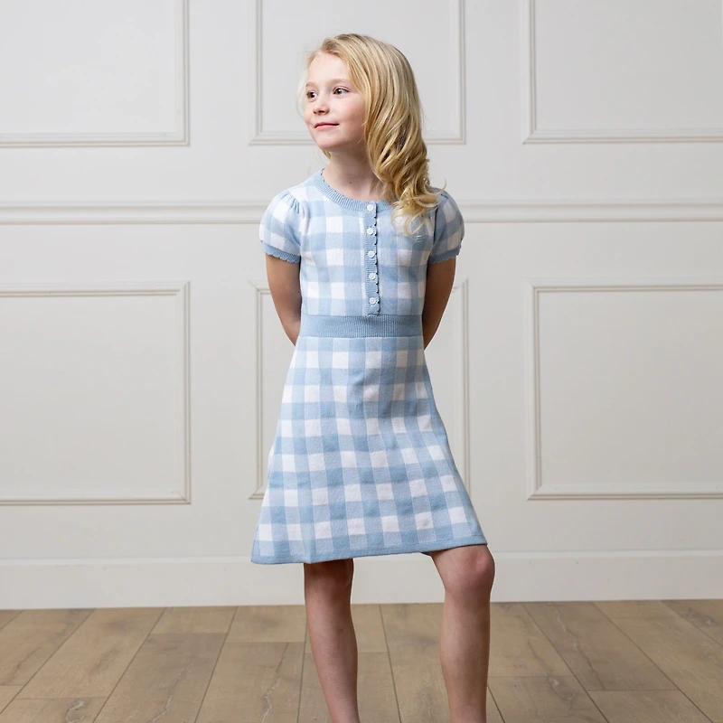 Hope & Henry Toddler Girls Short Sleeve Button Front Sweater Dress