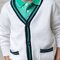 Hope & Henry Boys' Organic Long Sleeve Tipped Cardigan Sweater, Kids
