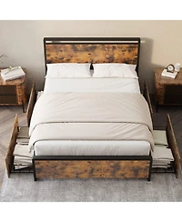 gaomon Full Bed Frame with 4 Storage Drawers and Headboard
