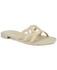 Guess Women's Elyho Logo Cutout Flat Jelly Sandals