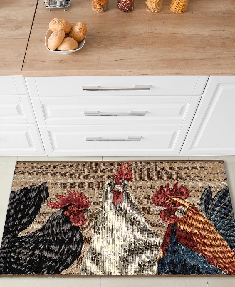 Liora Manne' Esencia Three Roosters 2'x2'10" Area Rug