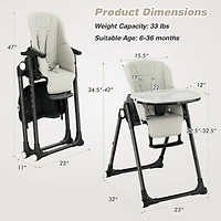 Gouun 4-in-1 Baby High Chair with 6 Adjustable Heights