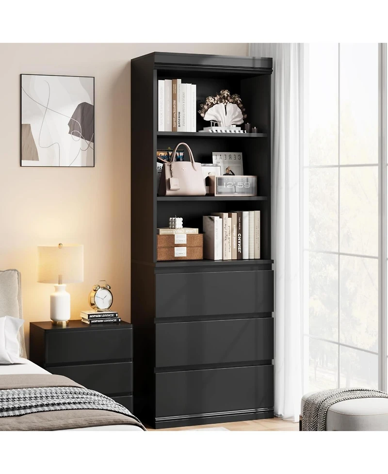 gaomon Bookcase with Drawers 70.27 Inches Tall Bookshelf Farmhouse Bookcases