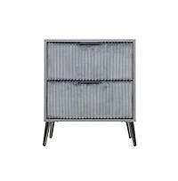 Slickblue Nightstand with 2 Ribbed Soft Upholstered Drawers for Stylish Storage