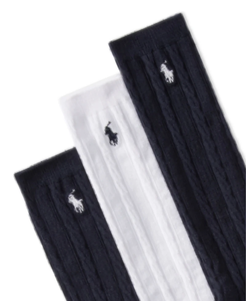 Polo Ralph Lauren Little Girls Knee High Cable Knit Socks, 3-Pack