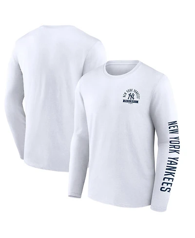 Fanatics Men's White New York Yankees Press Box Long Sleeve T-Shirt