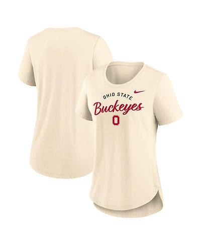 Nike Women's Cream Ohio State Buckeyes Script Logo Tri-Blend T-Shirt