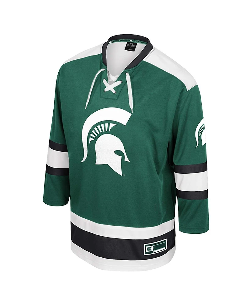 Colosseum Men's Green Michigan State Spartans Athletic Machine Fashion Hockey Jersey