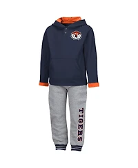 Colosseum Toddler Navy/Heather Gray Auburn Tigers Poppies Hoodie Sweatpants Set