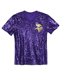 Outerstuff Big Girls Justin Jefferson Purple Minnesota Vikings Sequin V-Neck Fashion Jersey