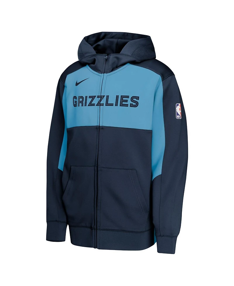 Nike Big Boys and Girls Navy/Light Blue Memphis Grizzlies Authentic On-Court Showtime Performance Full-Zip Hoodie
