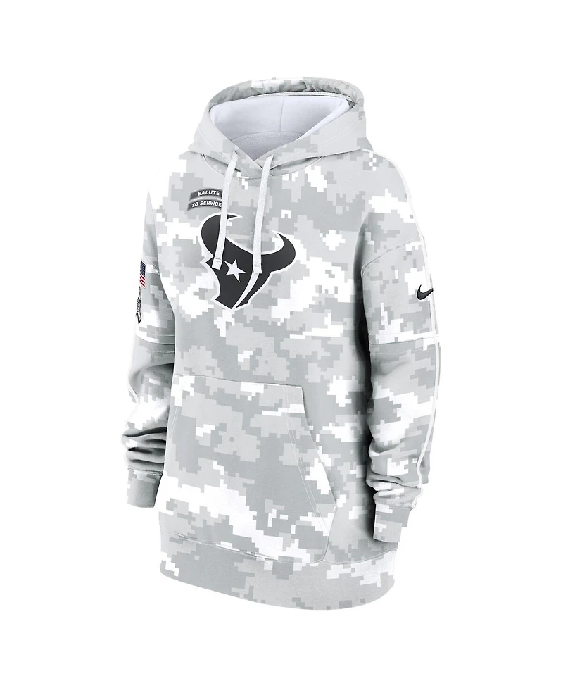 Nike Women's Arctic Camo Houston Texans 2024 Salute To Service Club Fleece Oversized Pullover Hoodie