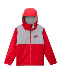 Columbia Big Boys and Girls Scarlet Ohio State Buckeyes Rainy Fields Lined Omni-Tech Full-Zip Hoodie Jacket