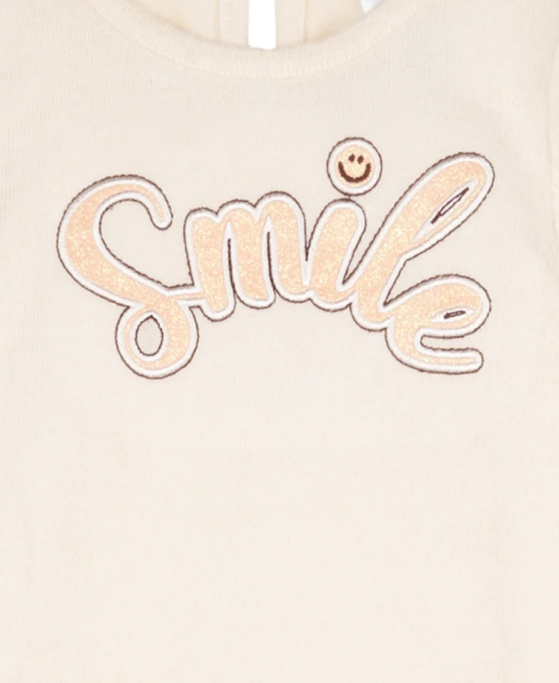 Rare Editions Baby Girl Smile Applique Outfit, 2-Piece Set