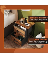 Wlive Nightstand 2 Drawer Dresser for Bedroom Small Dresser with 2 Drawers Bedside Furniture Night Stand End Table with Fabric Bins for Bedroom Closet