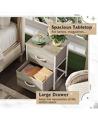 Wlive Nightstand 2 Drawer Dresser for Bedroom Small with Drawers Bedside Furniture Night Stand End Table Fabric Bins Closet