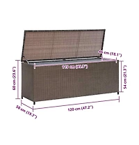 Patio Storage Box Brown 47.2"x19.7"x23.6" Poly Rattan