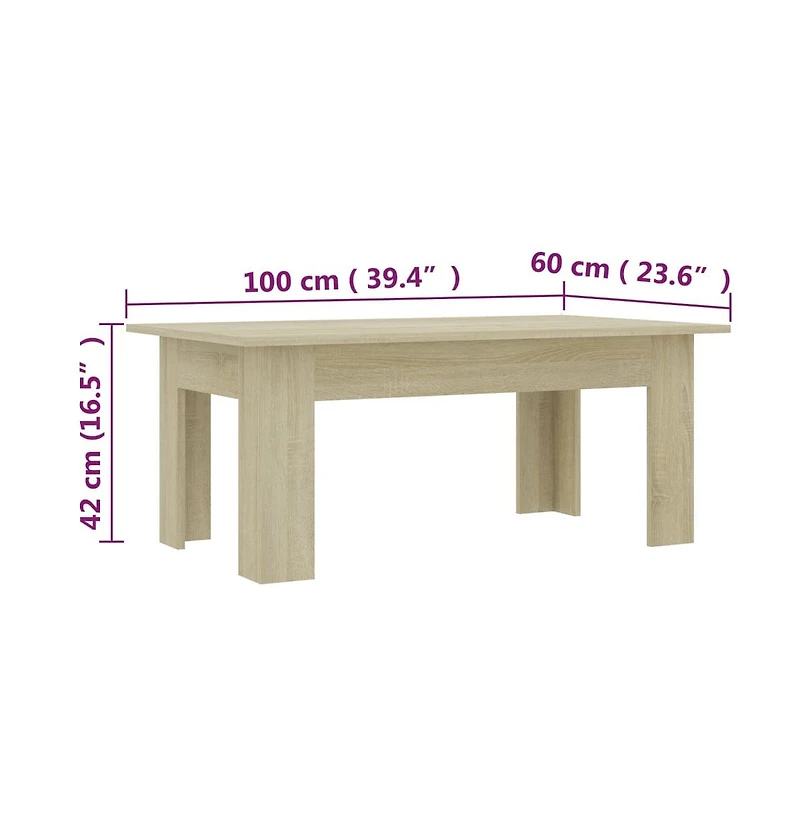 Coffee Table Sonoma Oak 39.4"x23.6"x16.5" Engineered Wood