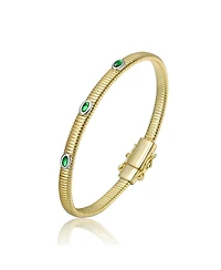 14K Gold Plated with Clear, Green, Red