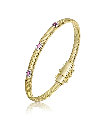 14K Gold Plated with Clear, Green, Red