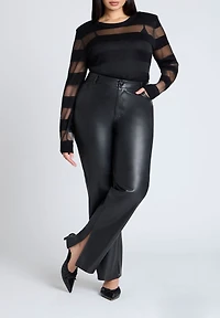 Eloquii Women's Sheer Stripe Sweater With Shoulder Pad