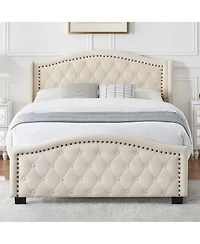 gaomon Queen Size Upholstered Platform Bed Frame with Tall Headboard 47.2"