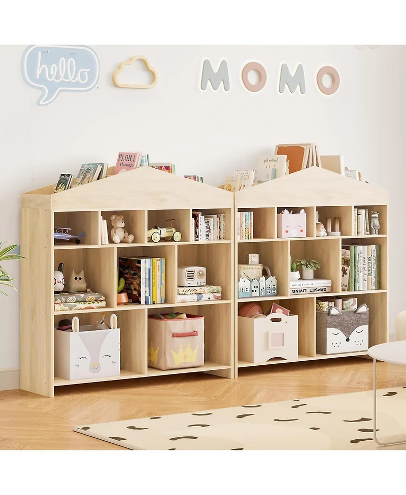 gaomon Toy Storage Organizer Kids Bookshelf with 9 Storage Cubbies Dollhouse Bookcase