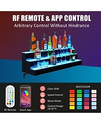 gaomon 40-Inch Acrylic Led Wine Display Rack - Remote Control, App-Controlled, Modern Design, 3-Tier Shelf