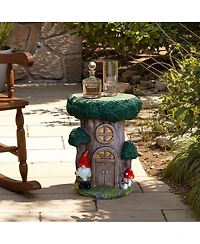 LuxenHome Gnome Tree Stump MgO Indoor and Outdoor Sculpture Side Table