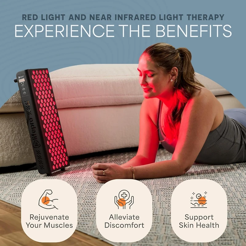 LifePro Red Light Therapy Panel for Face and Body – Near Infrared Light Device for Relaxation and Wellness, Portable and Stable Design
