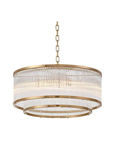 Possini Euro Design Warren 20" Modern Pendant Ceiling Light Fixture Dining Room Over Table Drum 6-Light Golden Bronze Finish