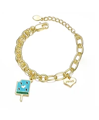 GiGiGirl 14K Gold Plated Charm Bracelet - "Sweet Heart & Watermelon Treat"