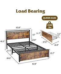 gaomon Queen Bed Frame with 4 Storage Drawers and Headboard