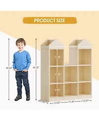 gaomon Wooden Kids Bookcase Toy Storage Organizer Bookshelf Toddlers Playhouse Cabinet Shelf Cubby Storage Toy Shelf