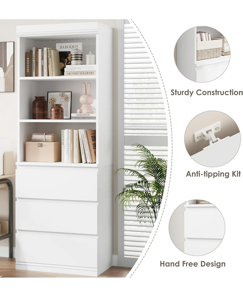 gaomon Bookcase with Drawers 70.27 Inches Tall Bookshelf Farmhouse Bookcases