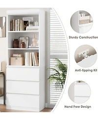 gaomon Bookcase with Drawers 70.27 Inches Tall Bookshelf Farmhouse Bookcases