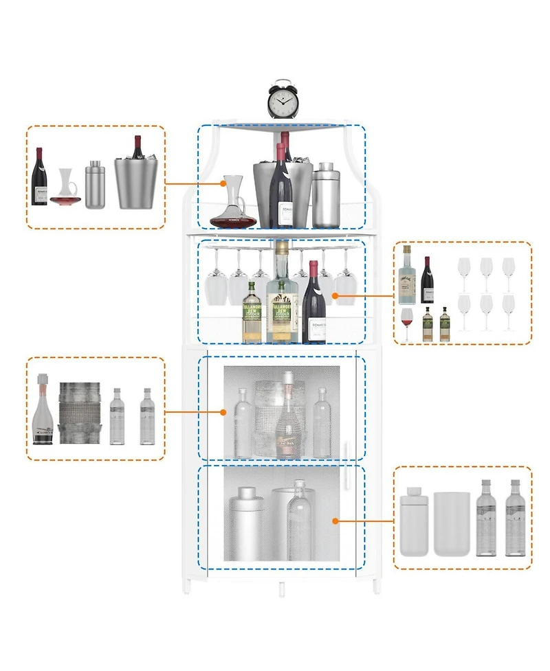 gaomon Corner Wine Bar Rack Cabinet with Detachable Wine Rack, Home Bar Cabinet with Barn Door and Adjustable Shelf, Wine Bar Cabinet and Buffet Cabin