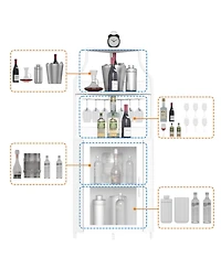 gaomon Corner Wine Bar Rack Cabinet with Detachable Wine Rack, Home Bar Cabinet with Barn Door and Adjustable Shelf, Wine Bar Cabinet and Buffet Cabin