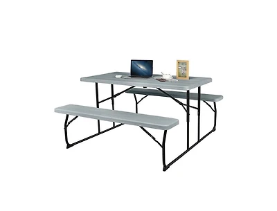 Slickblue Folding Picnic Table with 2 Benches for Convenient Outdoor Dining and Storage
