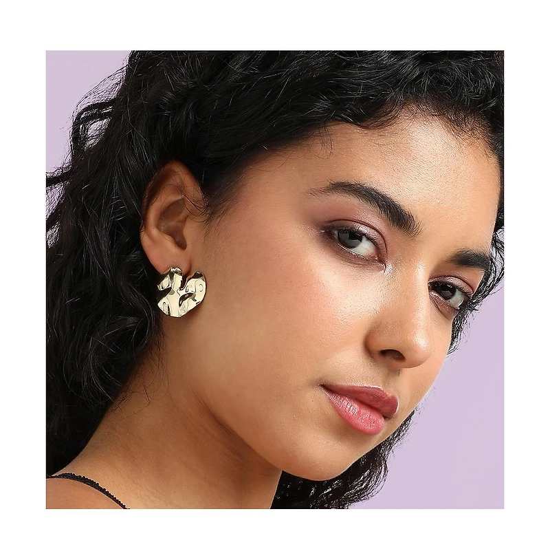 Textured Heart Stud Earrings