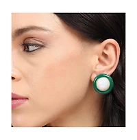 Enamel Pearl Stud Earrings