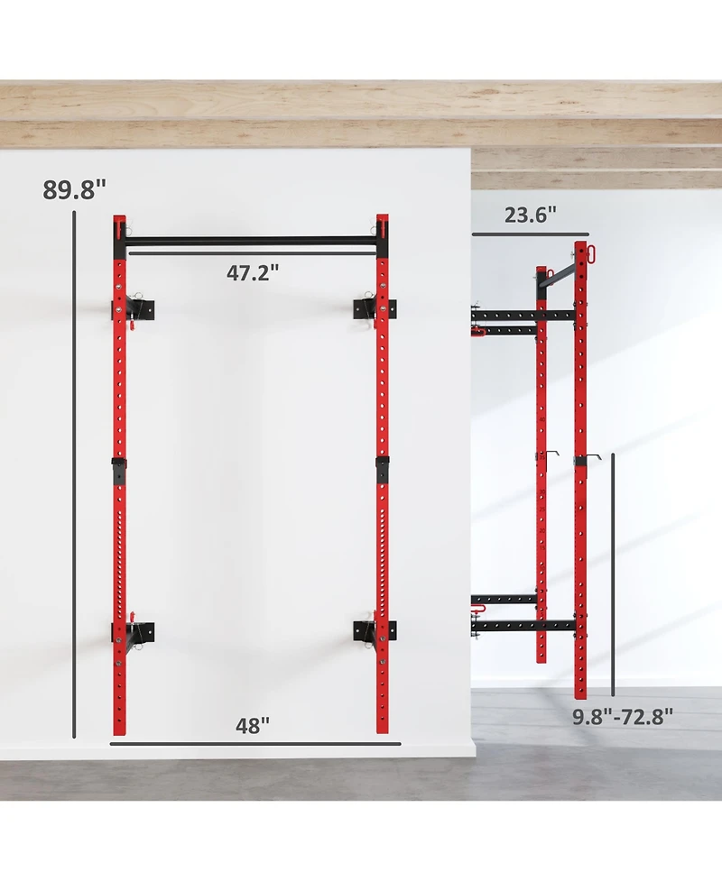 Soozier Folding Squat Rack with Pull Up Bar, 1000 Pounds Capacity