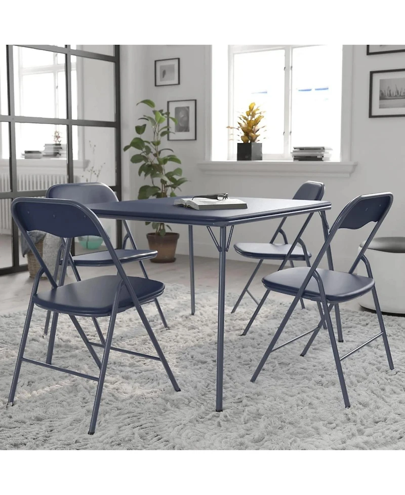 Skonyon Black 34 inch Portable Square Folding Table with Pu Soft Cushion for Living Room, Office, Camping