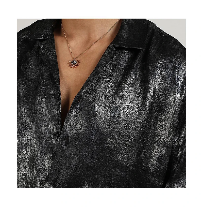 Men's Midnight Black & Chalice Silver Metallic Ombre Shirt