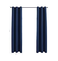 Blackout Curtains with Rings 2 pcs Navy Blue 37"x84" Fabric