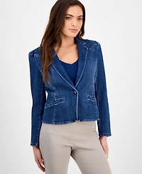 I.n.c. International Concepts Petite Puff-Sleeve Denim Blazer, Created for Macy's
